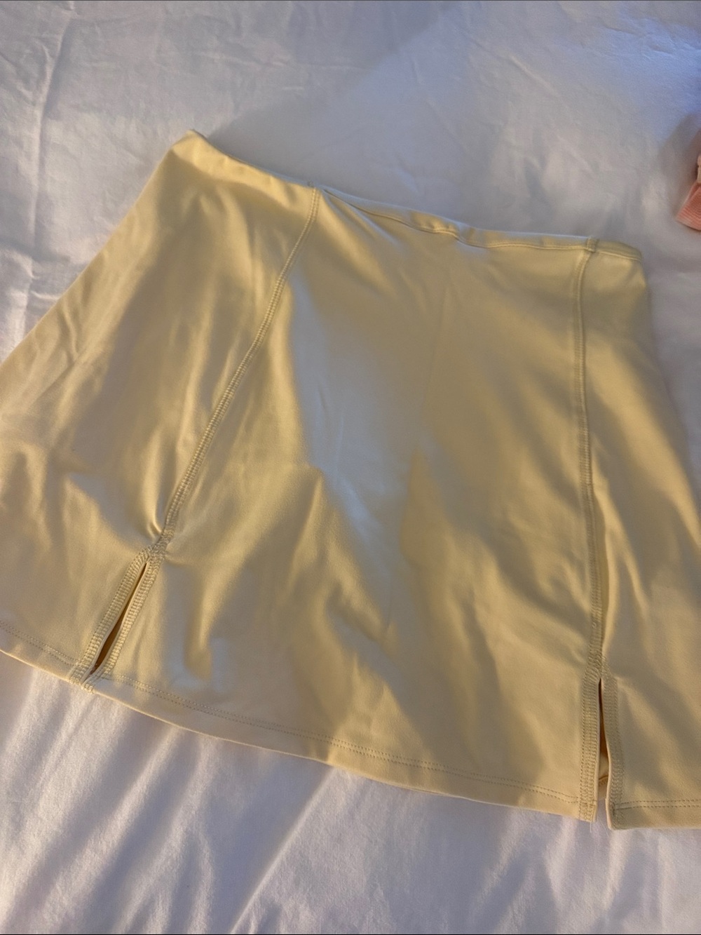 Madden Girl Pale Yellow Mini Skirt with Front Slits